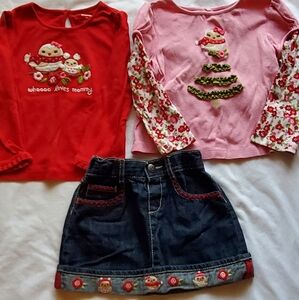 Gymboree Girls Cozy Owl Size 3T Red and Pink Owl Themed Outfit Set